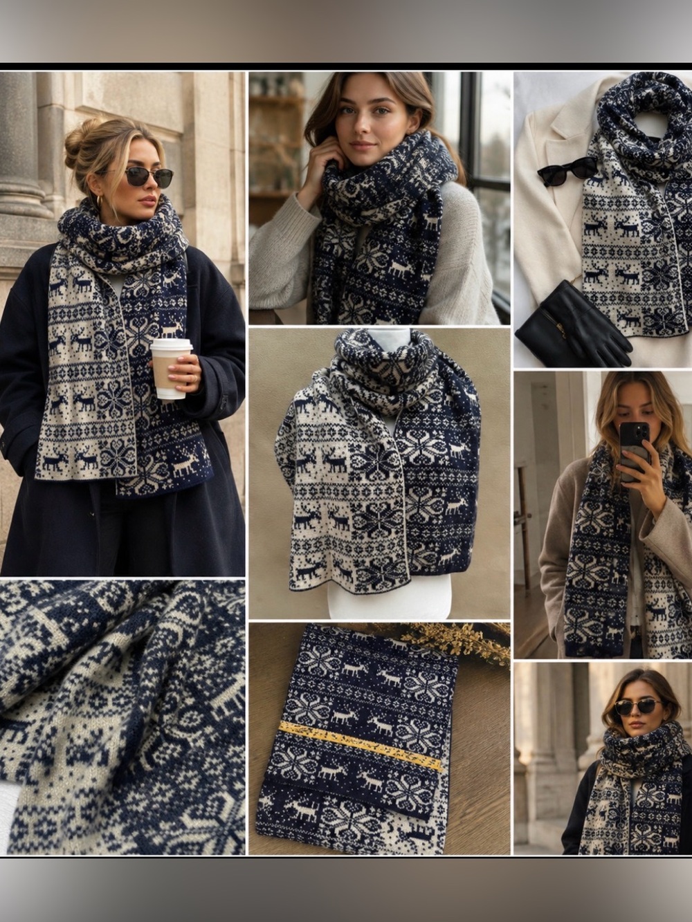 🔥FAIR ISLE Nordic  Large Reversible scarf STUNNING! Price Firm!